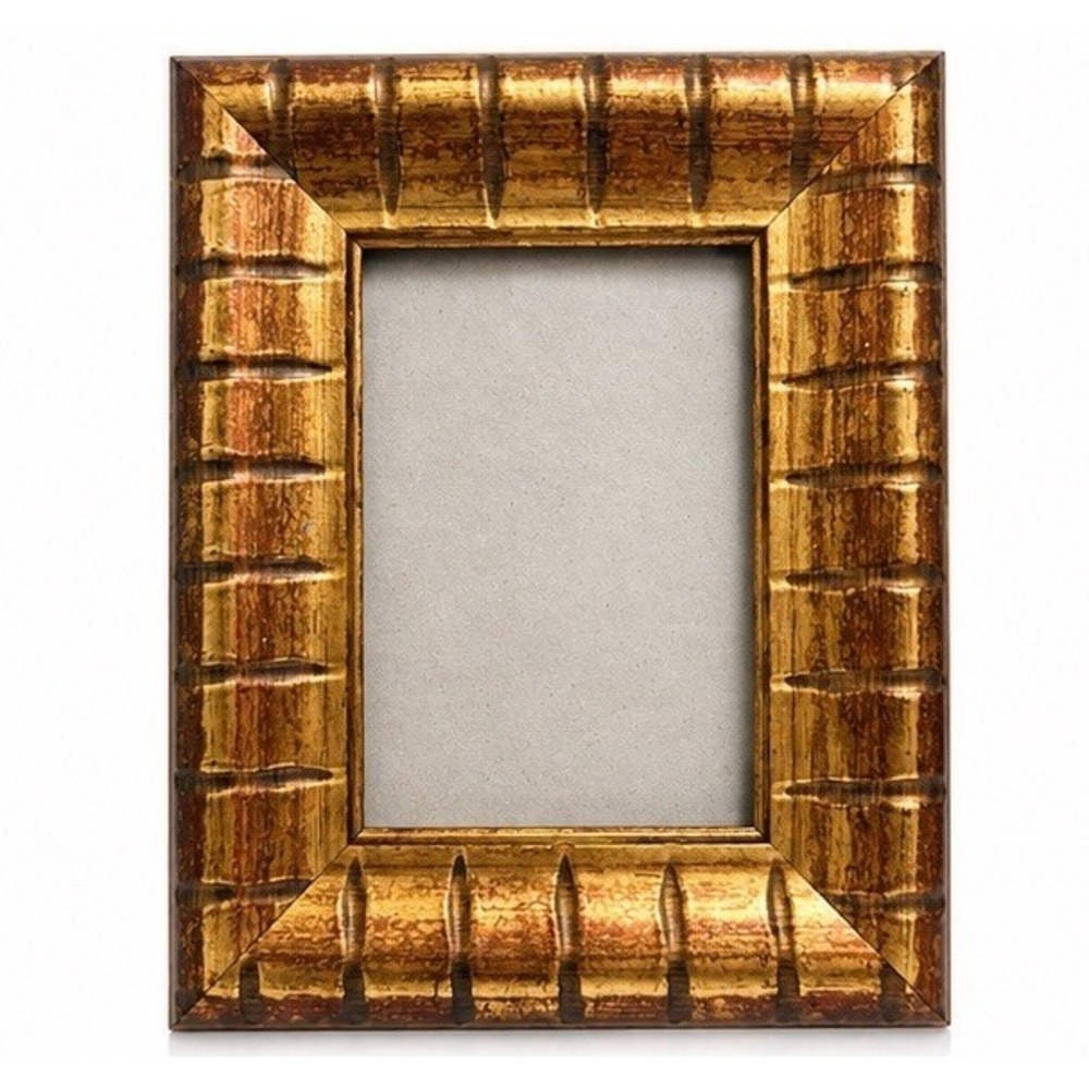 Gold Tone Ribbed Picture Frame 4x6 Photo Style Hollywood Regency Tabletop Decor